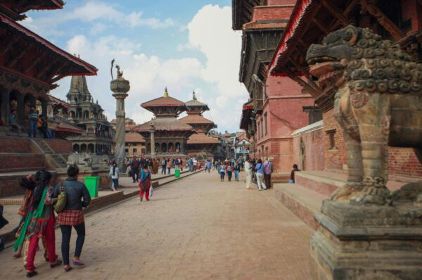 crowded street near temple patan darbar square