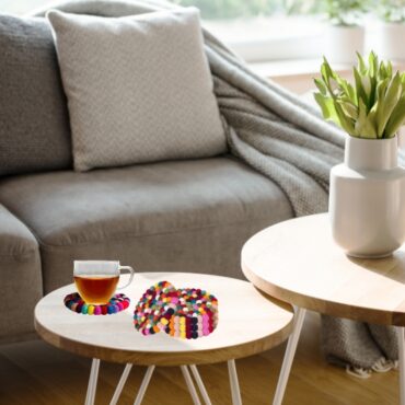 Multicolor Handmade Coaster -100% NZ Wool, Set of 6