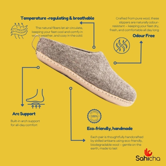 Premium 100% New Zealand Woollen Slippers - Taupe - Image 3