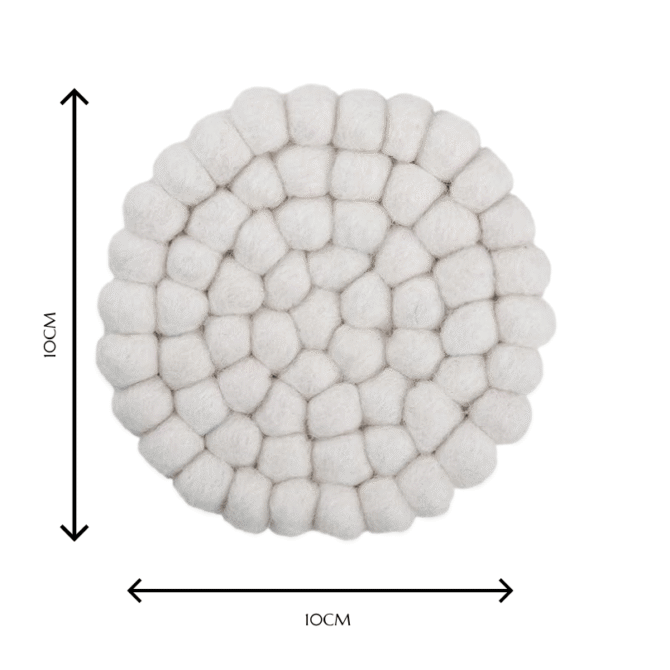 White Colour Handmade Trivets -100% NZ Wool, Set of 3 - Image 2