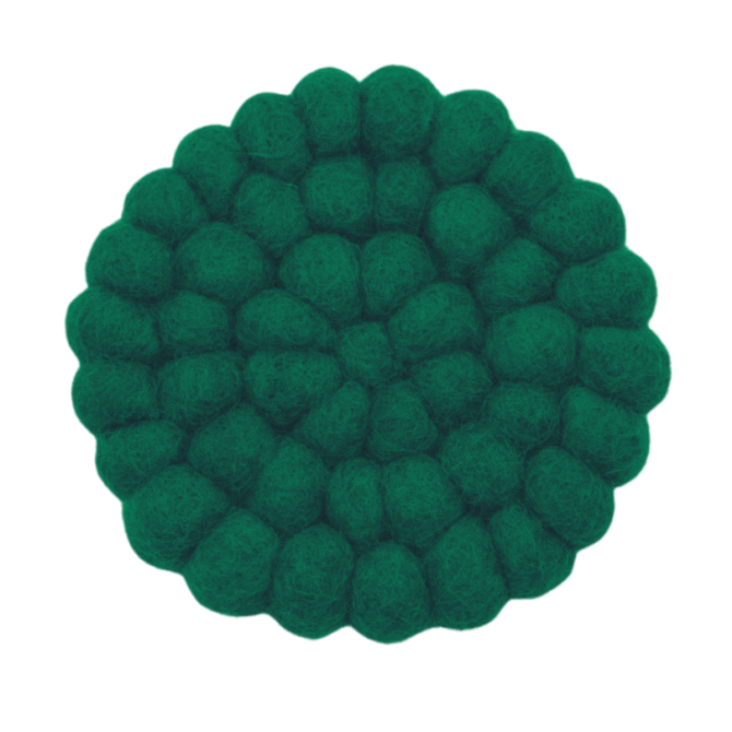 Forest Green Colour Handmade Trivets  -100% NZ Wool, Set of 3 - Image 2