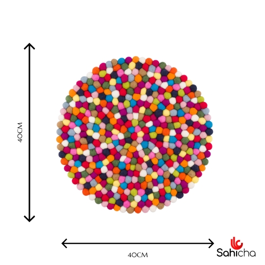 Multi Colour 100% New Zealand Wool Round Chair Pad - Image 3