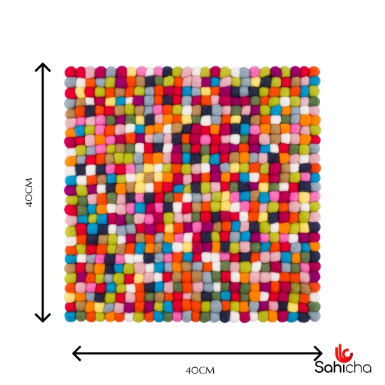 Multi Colour Rectangular 100% New Zealand Wool Round Chair Pad - Image 3