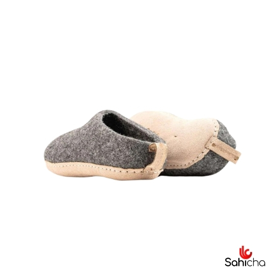 Premium 100% New Zealand Woollen Slippers -  Stone Grey - Image 2