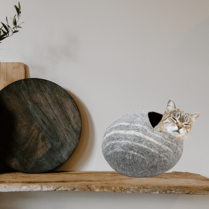 Cat House with Stone Theme Design – 100% NZ Wool