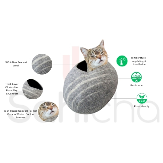 Cat House with Stone Theme Design – 100% NZ Wool - Image 3