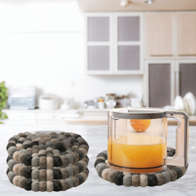 Stone Design Handmade Trivets -100% NZ Wool, Set of 3