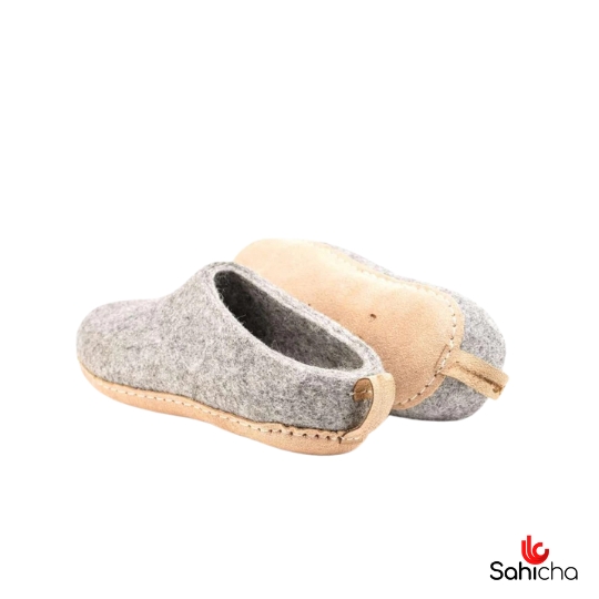 Premium 100% New Zealand Woollen Slippers - Alpine Grey - Image 2