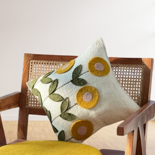 Petal Design Cushion – Handmade 100% New Zealand Wool Cushion Cover - Image 2