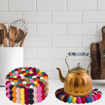 Multicolor Handmade Trivets  -100% NZ Wool, Set of 3