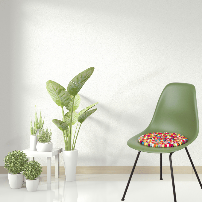 Multi Colour 100% New Zealand Wool Round Chair Pad