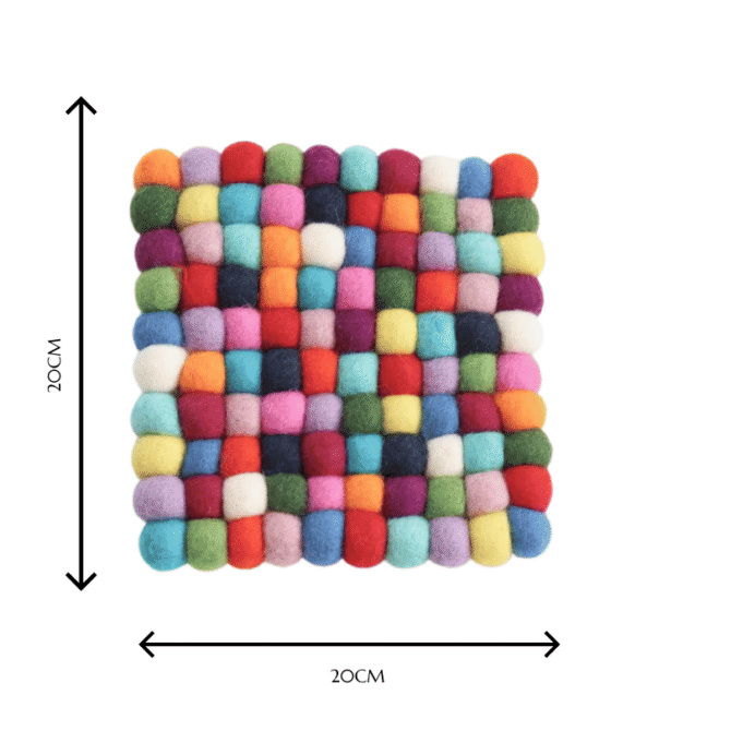 Rectangular Multicolour  -100% NZ Wool, Set of 3 - Image 2