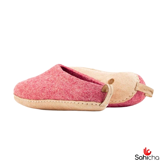 Premium 100% New Zealand Woollen Slippers - Berry Red - Image 2