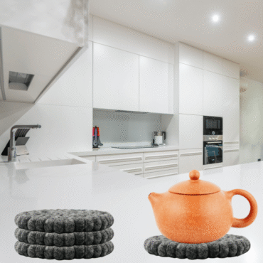 Charcoal Colour Handmade Trivets -100% NZ Wool, Set of 3