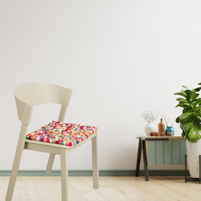 Multi Colour Rectangular 100% New Zealand Wool Round Chair Pad