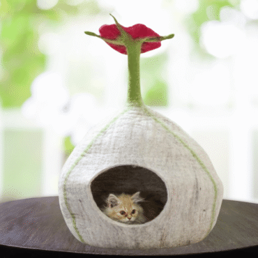Blossom Bud Felt Cat Cave – Handcrafted in 100% NZ Wool
