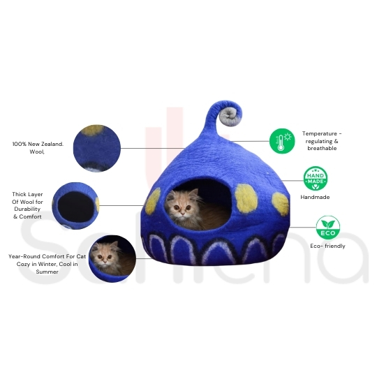 Cat House with Spaceship Theme Design – 100% NZ Wool - Image 3