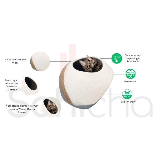 Cat House with Dual Tone Round Design – 100% NZ Wool - Image 3