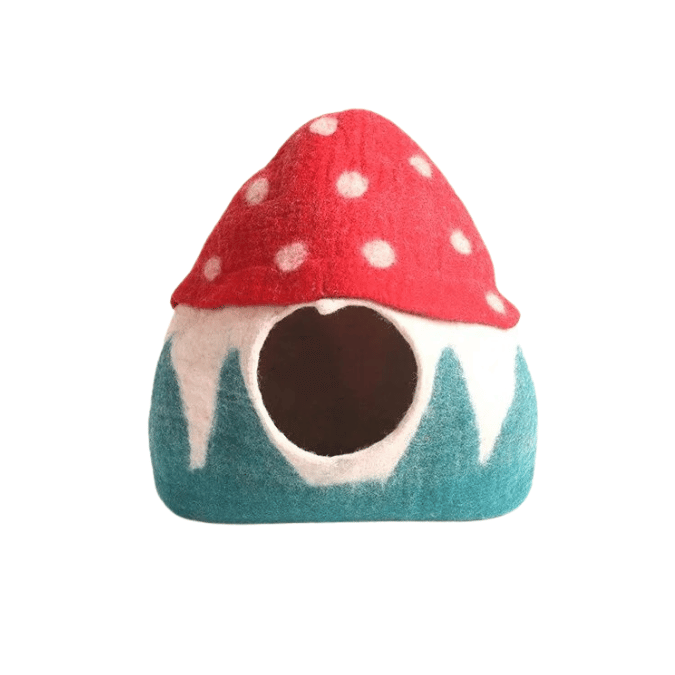 Cat House with Mushroom Design – 100% NZ Wool - Image 2