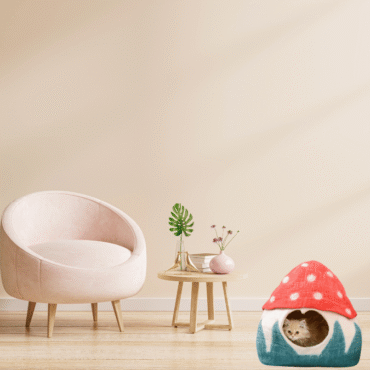 Cat House with Mushroom  Design – 100% NZ Wool