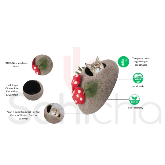 Cat House with Toadstoool  Design – 100% NZ Wool - Image 3