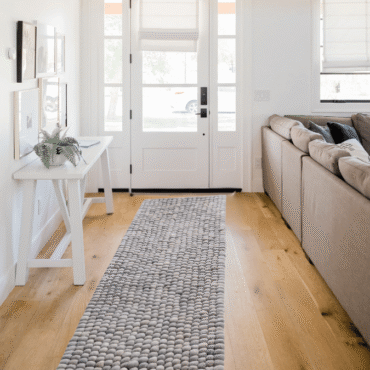 Gundri –Natural Grey Rectangular Ball Rug in 100% New Zealand Wool