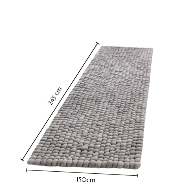 Gundri –Natural Grey Rectangular Ball Rug in 100% New Zealand Wool - Image 4