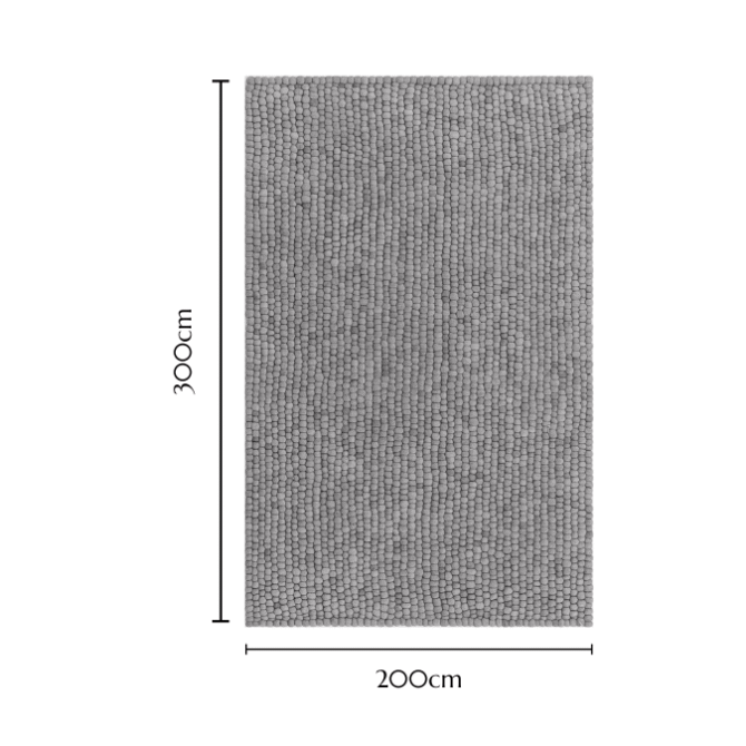 Gundri –Natural Grey Rectangular Ball Rug in 100% New Zealand Wool - Image 3
