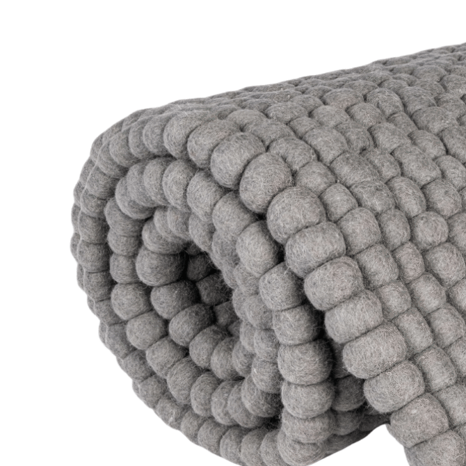 Gundri –Natural Grey Rectangular Ball Rug in 100% New Zealand Wool - Image 2