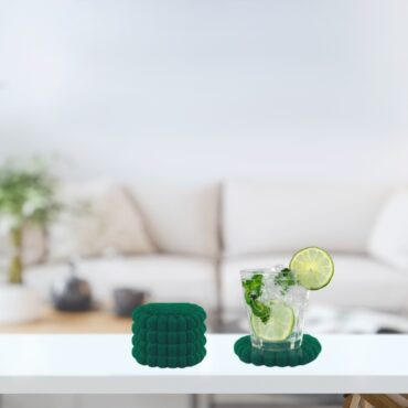 Forest Green Handmade Coaster -100% NZ Wool, Set of 6