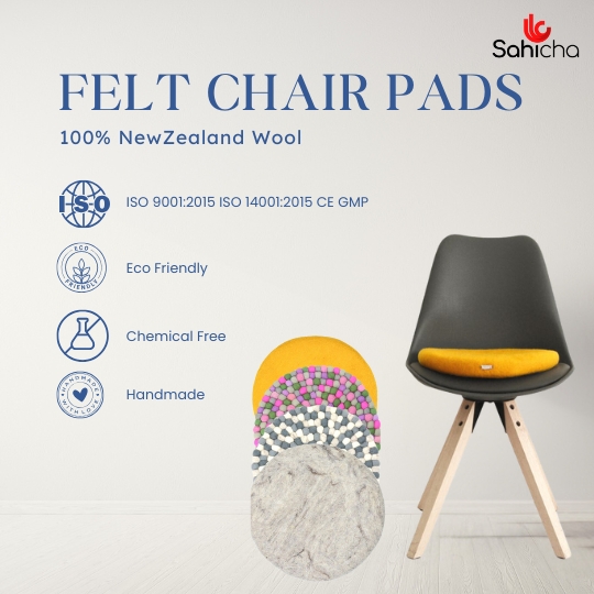 Multi Colour 100% New Zealand Wool Round Chair Pad - Image 5