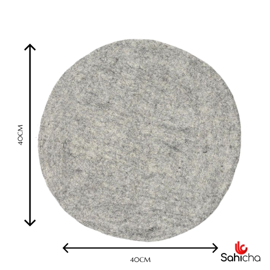 Charcoal 100% New Zealand Wool Round Chair Pad - Image 3