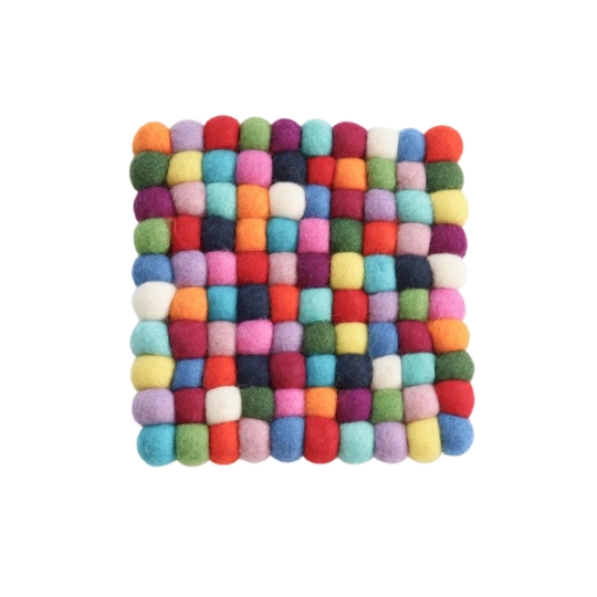 Rectangular Multicolour Handmade Coaster -100% NZ Wool, Set of 6 - Image 2