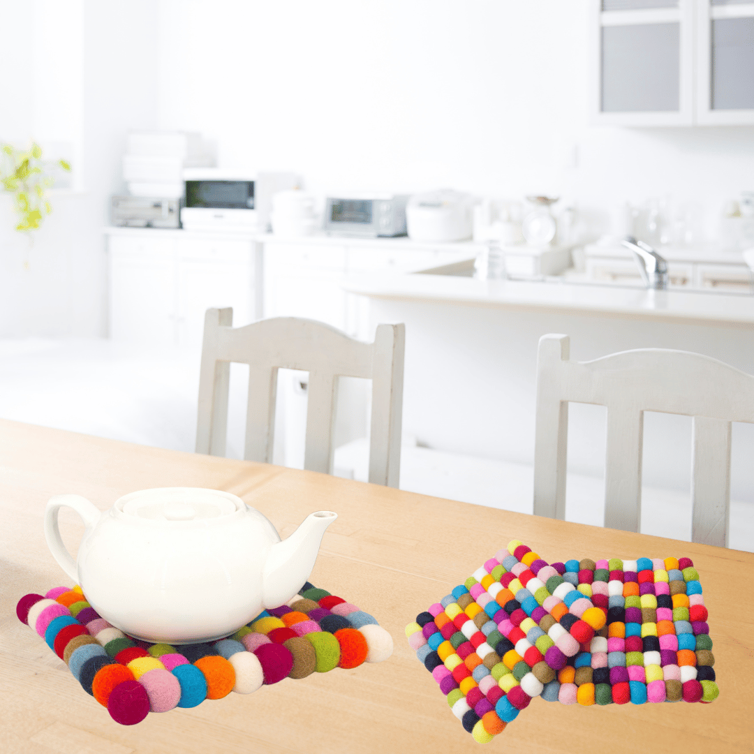 Rectangular Multicolour  -100% NZ Wool, Set of 3
